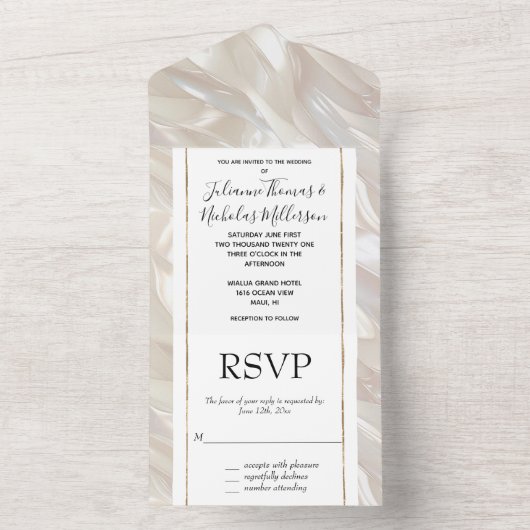 Invitation Tout En Un Abstrait Pearl White Shell (À l'intérieur)