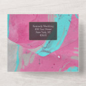 Invitation Tout En Un Abstrait rose Turquoise tout en un (Verso)