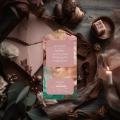 Invitation Tout En Un Abstrait rose vert émeraude mariage or