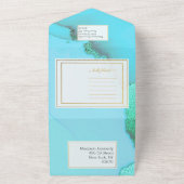 Invitation Tout En Un Abstrait Turquoise Merveilleux Tout En Un (Dehors)
