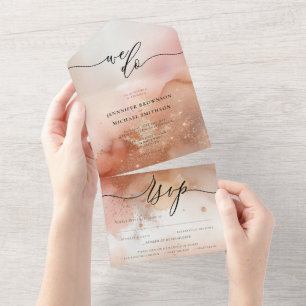 Invitation Tout En Un Accueil Aquarelle Poussière Rose Gold Nous faisons