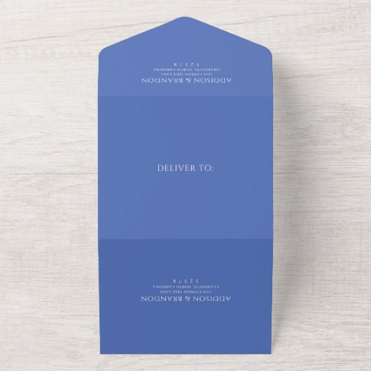 Invitation Tout En Un Addison Bleu Classique Mariage élégant (Dehors)
