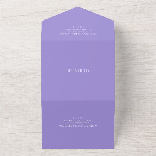 Invitation Tout En Un Addison Violet Classique Mariage élégant (Dehors)