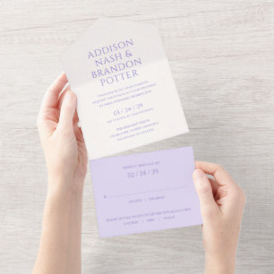 Invitation Tout En Un Addison Violet Classique Mariage élégant