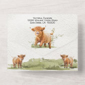 Invitation Tout En Un Adorable Baby shower de vache Highland (Verso)