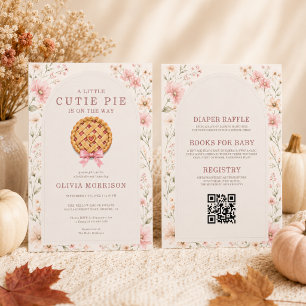 Invitation Tout en un adorable gâteau floral rose Baby Shower