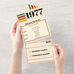 Invitation Tout En Un Affiche Rétro Vintage 1977 50e Anniversaire Noir
