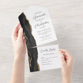 Invitation Tout En Un Agate Black Gold Mariage (Déchirure)