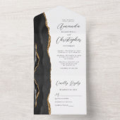 Invitation Tout En Un Agate Black Gold Mariage (À l'intérieur)