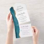 Invitation Tout En Un Agate Bleu Sarcelle Or Script (Déchirure)