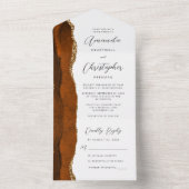 Invitation Tout En Un Agate Burnt Orange Gold Script (À l'intérieur)