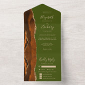 Invitation Tout En Un Agate d'or rouille Olive Green Options de repas Ma (À l'intérieur)