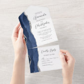 Invitation Tout En Un Agate Marine Mariage en argent bleu (Déchirure)