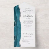 Invitation Tout En Un Agate Turquoise Blue Silver Mariage (À l'intérieur)