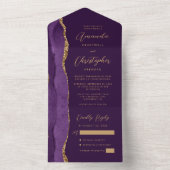 Invitation Tout En Un Agate Violet Or Script Abricot (À l'intérieur)