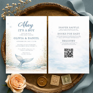 Invitation Tout en Un Ahoy C'est un Garçon Baby Shower pour F