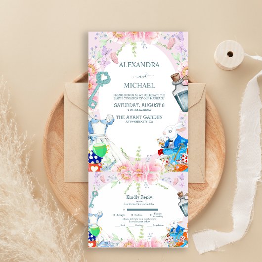 Invitation Tout En Un Alice au pays des merveilles Mariage