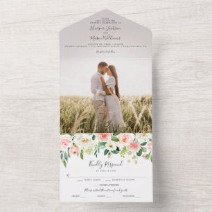 Invitation Tout En Un All in One Airy Blush Wedding Inviter avec photo
