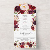 Invitation Tout En Un All in One Burgundy Marsala Mariage rustique Invit (À l'intérieur)