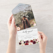 Invitation Tout En Un All in One Burgundy Marsala Mariage rustique Invit (Déchirure)