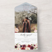 Invitation Tout En Un All in One Burgundy Marsala Mariage rustique Invit (À l'intérieur)