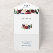 Invitation Tout En Un All in One Burgundy Navy Mariage rustique Invitati (Dehors)