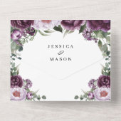 Invitation Tout En Un All in One Plum Peonies Mariage romantique Invitat (Verso)