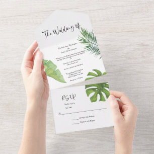 Invitation Tout En Un All in One Tropical Watercolor Wedding Invite