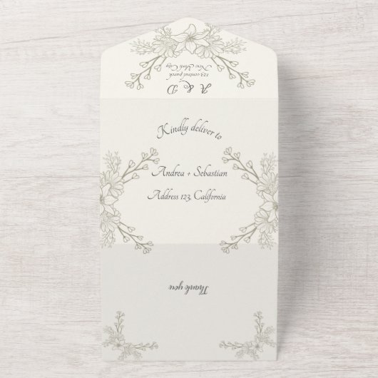 Invitation Tout En Un All in One Wedding Invite, template, personalized (Dehors)