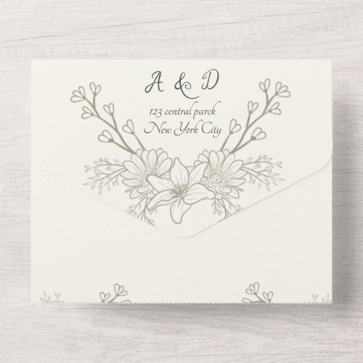 Invitation Tout En Un All in One Wedding Invite, template, personalized  (Verso)