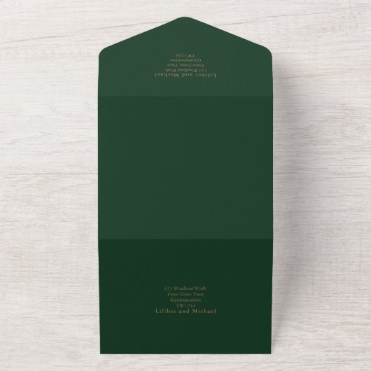 Invitation Tout En Un All Inclusive Emerald Green Mariage simple RSVP (Dehors)