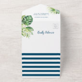 Invitation Tout En Un Aloha Flamant rose Baby shower Déchets Raffle Bleu (Dehors)