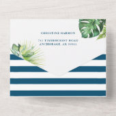 Invitation Tout En Un Aloha Flamant rose Baby shower Déchets Raffle Bleu (Verso)