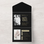 Invitation Tout En Un Alors et maintenant Black Gold 50e anniversaire Ma (À l'intérieur)