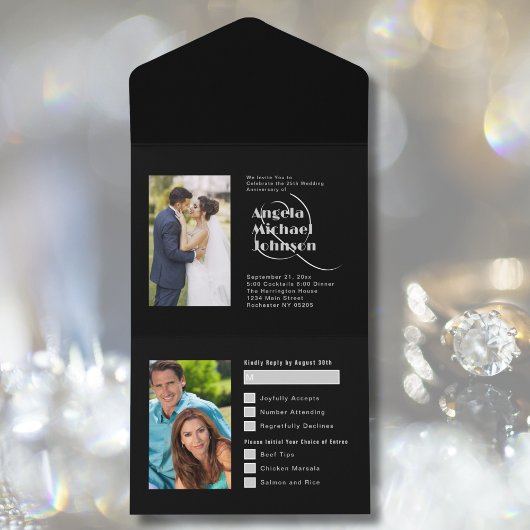 Invitation Tout En Un Alors et maintenant Black Silver 25e anniversaire