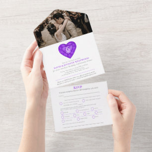 Invitation Tout En Un Améthyste photo de cœur pour 6 ans de mariage