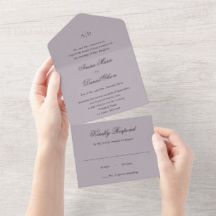 Invitation Tout En Un Amira Dusty Lilac Mariage élégant