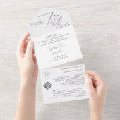 Invitation Tout En Un Ampersand Elegant Script QR Code Budget Mariage (Déchirure)