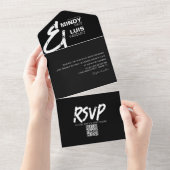 Invitation Tout En Un AMPERSAND GRAS Grunge Mariage noir (Déchirure)