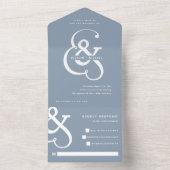 Invitation Tout En Un Ampersand lunaire | Dusty Blue Mariage (À l'intérieur)
