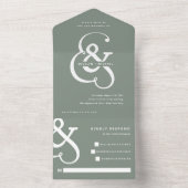Invitation Tout En Un Ampersand lunaire | Mariage vert Sage (À l'intérieur)