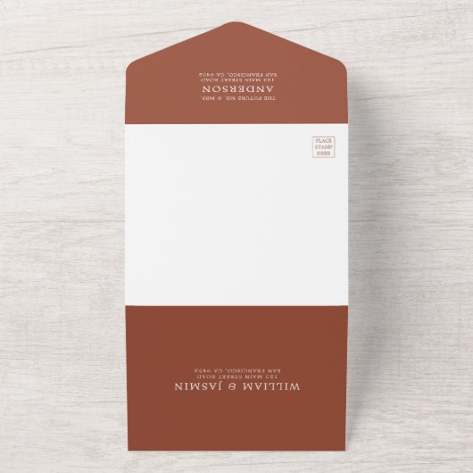 Invitation Tout En Un Ampersand moderne Rustique Terracotta Mariage phot (Dehors)