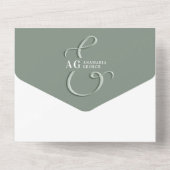 Invitation Tout En Un Ampersand Sage Green Mariage Tout en un (Verso)