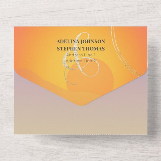 Invitation Tout En Un Ampersand Tropical Beach Sunset Palms RSVP QR Code (Verso)