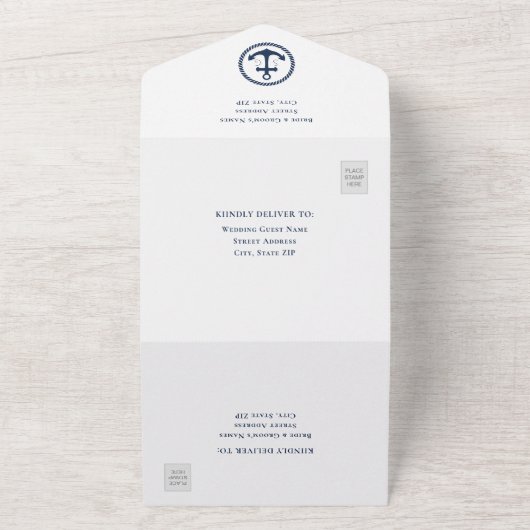 Invitation Tout En Un Ancre classique nautique tout en un mariage Invita (Dehors)