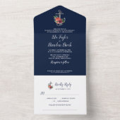 Invitation Tout En Un Ancre florale | Marine Automne Chanson Demander Ma (À l'intérieur)