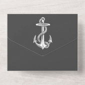 Invitation Tout En Un Ancre marine gris en un mariage Inviter (Verso)