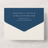 Invitation Tout En Un Ancre nautique Bleu Mariage côtier moderne (Verso)