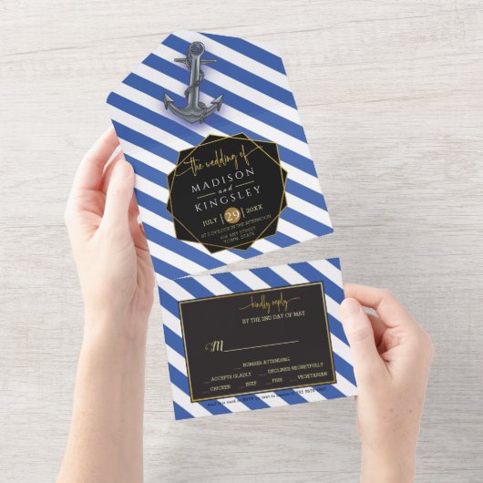 Invitation Tout En Un Ancre nautique Fabuleux Mariage de voile (Déchirure)