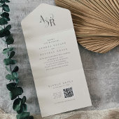 Invitation Tout En Un ANDREA QR Code Beige Simple Minimal Wedding